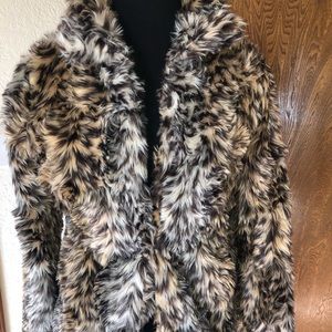 Faux Fur Animal Print Jacket